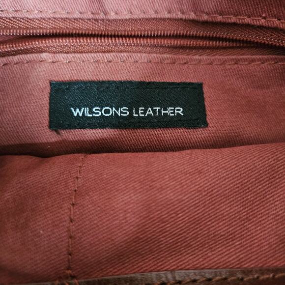 Wilsons Roma Leather Purse Crossbody Vintage Brown Cognac Crossbody Handbag Gold - Picture 11 of 16